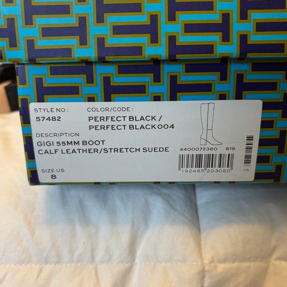 Tory Burch Leather and Suede Black Mid-Calf Length Boots - Picture 8 of 9